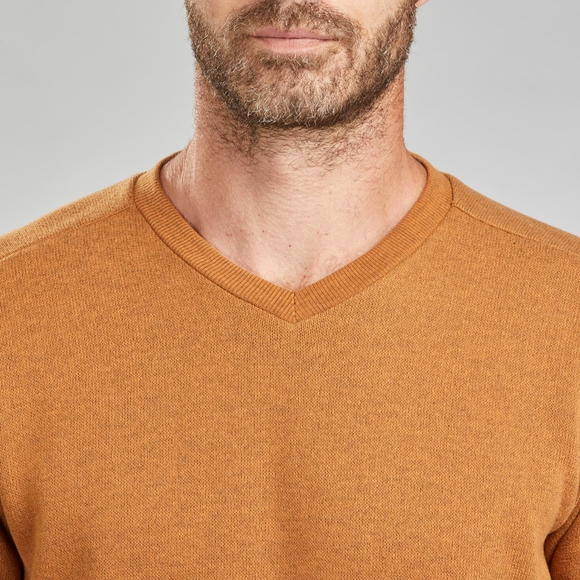 Classic V-Neck Sweater in Warm Tan - Picture 6 of 15